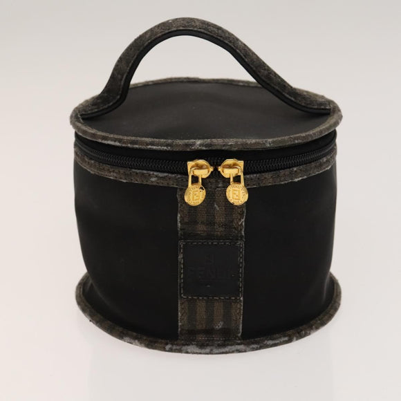 FENDI Pecan Hand Bag Nylon Canvas 5 Set Black Brown Auth sw1363