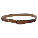 GUCCI Web Sherry Line Belt Leather 40.2"" Brown Red Green 368189 Auth sw1375-1