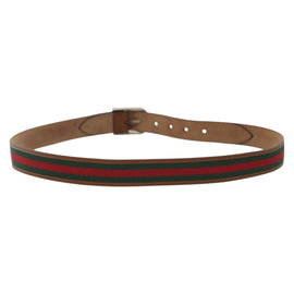 GUCCI Web Sherry Line Belt Leather 40.2"" Brown Red Green 368189 Auth sw1375 - 0