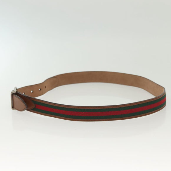 GUCCI Web Sherry Line Belt Leather 40.2"" Brown Red Green 368189 Auth sw1375
