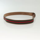 GUCCI Web Sherry Line Belt Leather 40.2"" Brown Red Green 368189 Auth sw1375-4