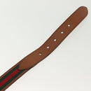 GUCCI Web Sherry Line Belt Leather 40.2"" Brown Red Green 368189 Auth sw1375-7