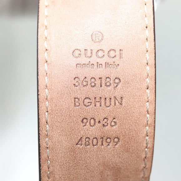 GUCCI Web Sherry Line Belt Leather 40.2"" Brown Red Green 368189 Auth sw1375