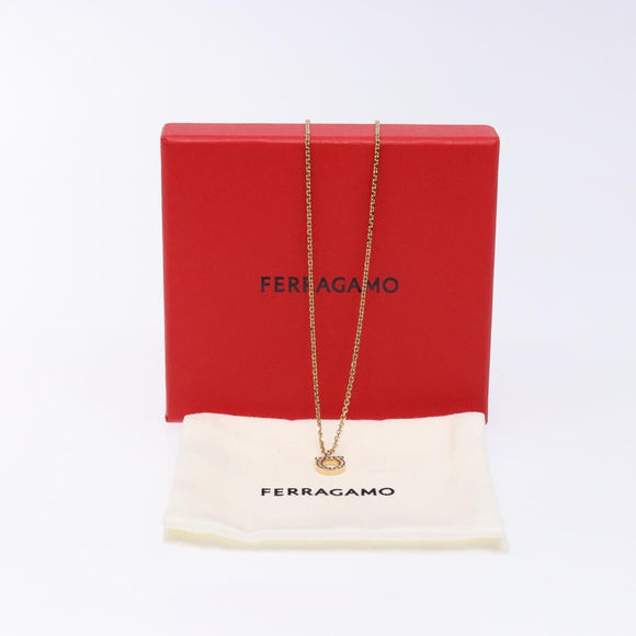 Salvatore Ferragamo Gancini Necklace metal Gold Tone Auth sw1386M