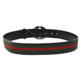 GUCCI Web Sherry Line Belt Leather 37"" Red Green 114984 Auth sw1387 - 0