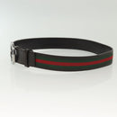 GUCCI Web Sherry Line Belt Leather 37"" Red Green 114984 Auth sw1387-3