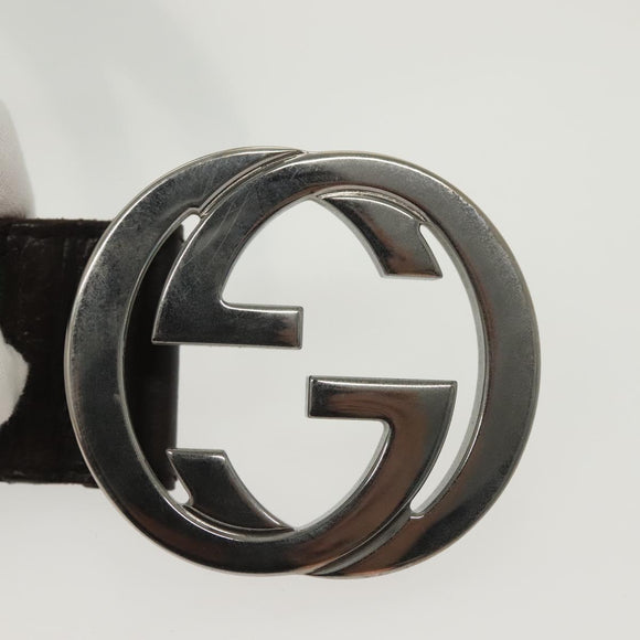 GUCCI Web Sherry Line Belt Leather 37"" Red Green 114984 Auth sw1387