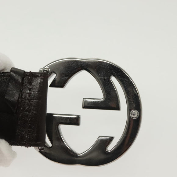 GUCCI Web Sherry Line Belt Leather 37"" Red Green 114984 Auth sw1387