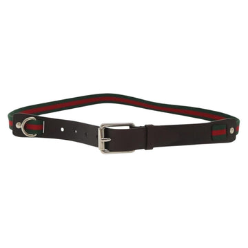 GUCCI Web Sherry Line Belt Leather 40.2"" Black Red Green Auth sw1390