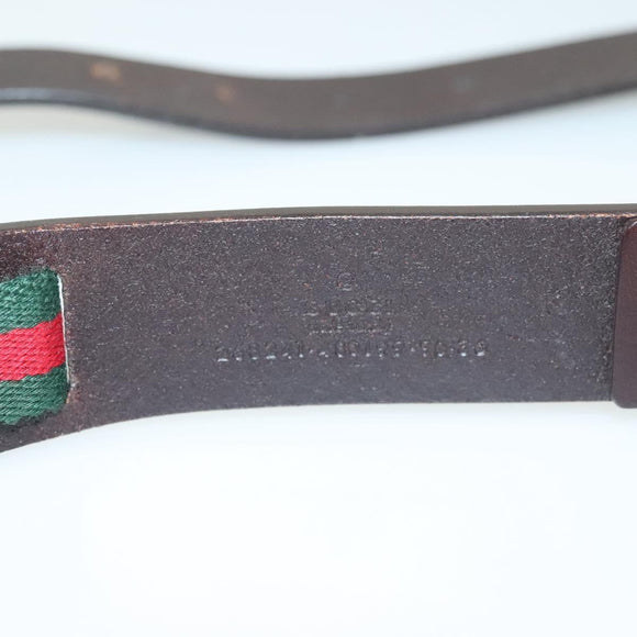 GUCCI Web Sherry Line Belt Leather 40.2"" Black Red Green Auth sw1390