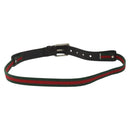 GUCCI Web Sherry Line Belt Leather 40.2"" Black Red Green Auth sw1390-2