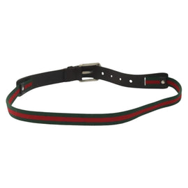 GUCCI Web Sherry Line Belt Leather 40.2"" Black Red Green Auth sw1390 - 0