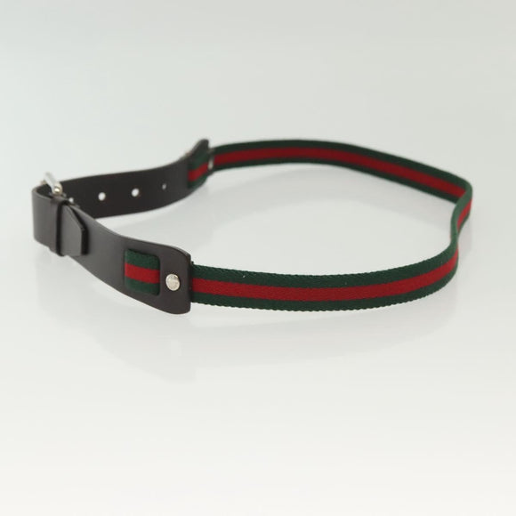 GUCCI Web Sherry Line Belt Leather 40.2"" Black Red Green Auth sw1390