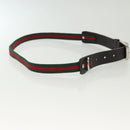 GUCCI Web Sherry Line Belt Leather 40.2"" Black Red Green Auth sw1390-4