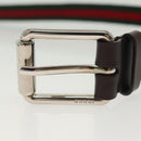 GUCCI Web Sherry Line Belt Leather 40.2"" Black Red Green Auth sw1390-5