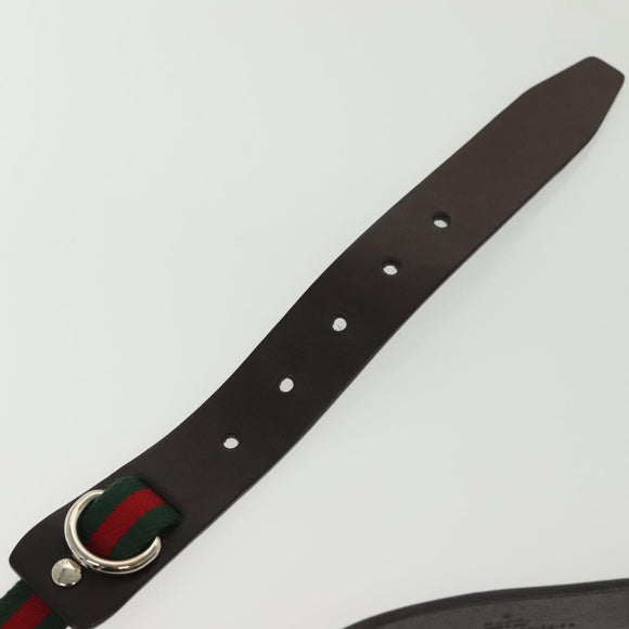 GUCCI Web Sherry Line Belt Leather 40.2"" Black Red Green Auth sw1390