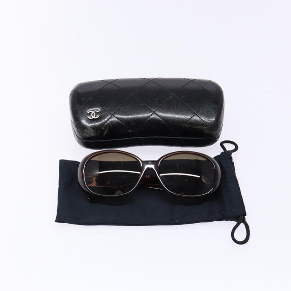 CHANEL Sunglasses plastic Brown CC Auth sw1391