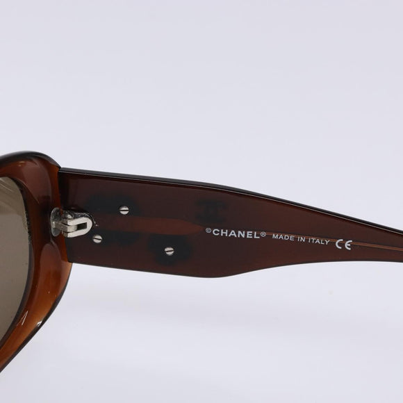 CHANEL Sunglasses plastic Brown CC Auth sw1391