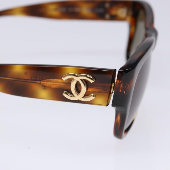 CHANEL Sunglasses plastic Brown CC Auth sw1403
