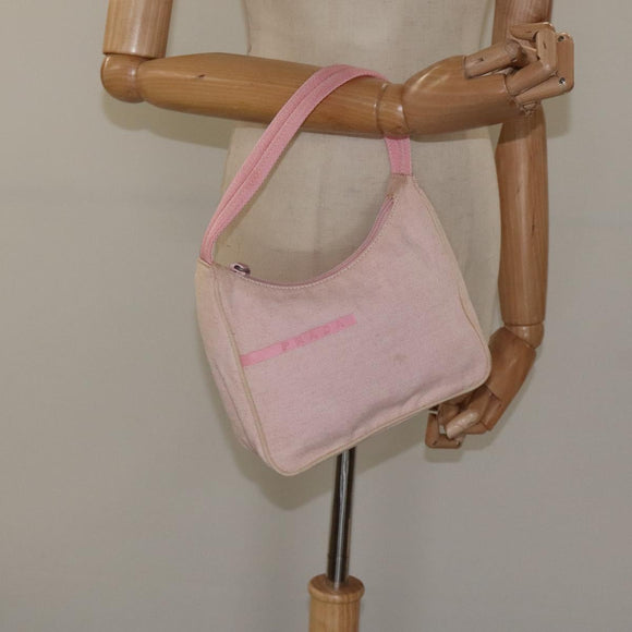 PRADA Sports Mini Hobo Hand Bag Canvas Pink Auth sw141