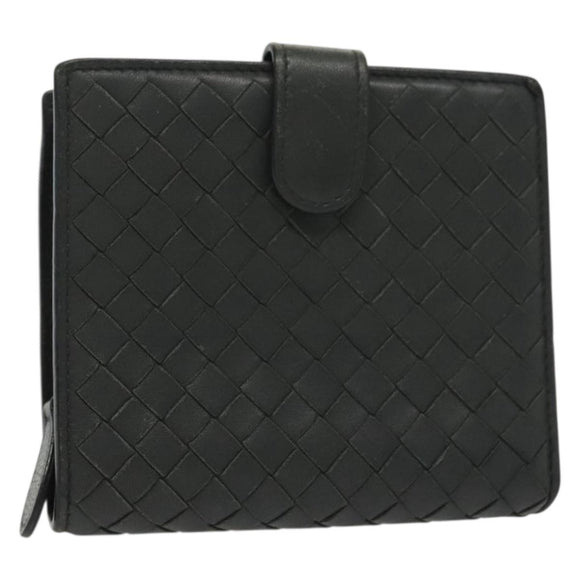 BOTTEGA VENETA INTRECCIATO Wallet Leather Gray Auth sw1423