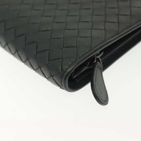 BOTTEGA VENETA INTRECCIATO Wallet Leather Gray Auth sw1423
