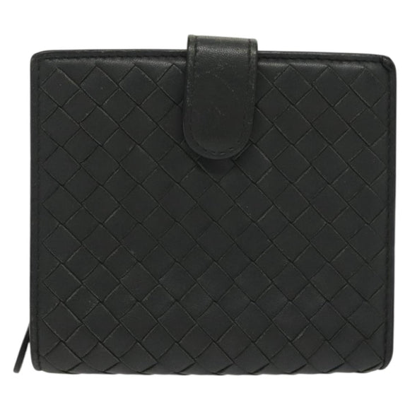 BOTTEGA VENETA INTRECCIATO Wallet Leather Gray Auth sw1423