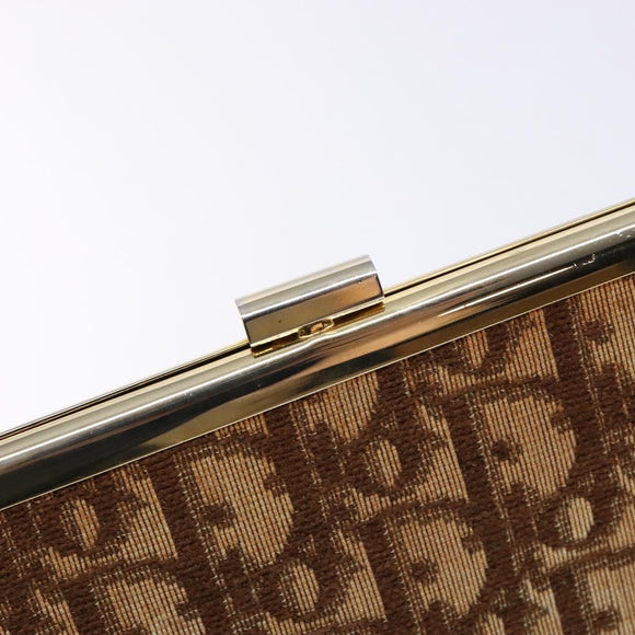 Christian Dior Trotter Canvas Pouch Brown Gold Auth sw1425
