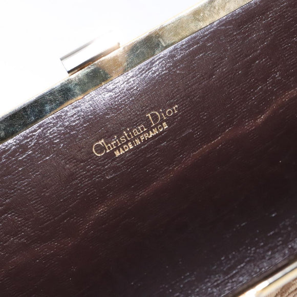 Christian Dior Trotter Canvas Pouch Brown Gold Auth sw1425
