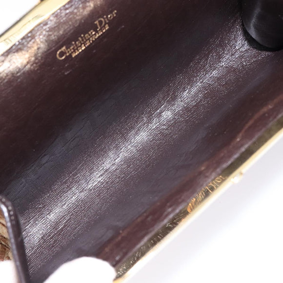 Christian Dior Trotter Canvas Pouch Brown Gold Auth sw1425