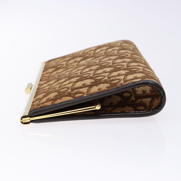 Christian Dior Trotter Canvas Pouch Brown Gold Auth sw1425
