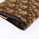 Christian Dior Trotter Canvas Pouch Brown Gold Auth sw1425-14