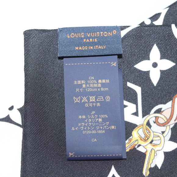 LOUIS VUITTON Bando Monogram Confidential Scarf Silk Black M78656 LV Auth sw1433