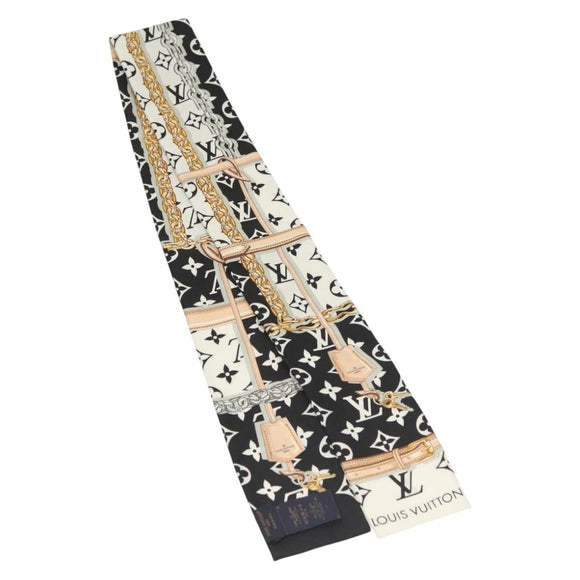 LOUIS VUITTON Bando Monogram Confidential Scarf Silk Black M78656 LV Auth sw1433