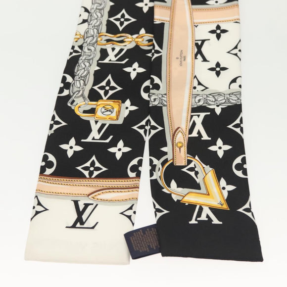LOUIS VUITTON Bando Monogram Confidential Scarf Silk Black M78656 LV Auth sw1433