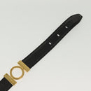 Salvatore Ferragamo Belt Leather 30.3"" Gold Black Auth sw1434-7