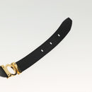 Salvatore Ferragamo Belt Leather 30.3"" Gold Black Auth sw1434-8