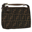 FENDI Zucca Canvas Pouch Black Brown Auth sw1438-1