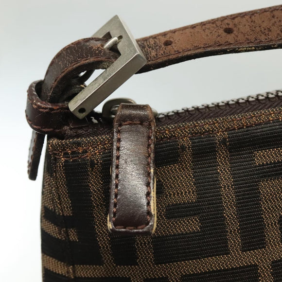 FENDI Zucca Canvas Pouch Black Brown Auth sw1438