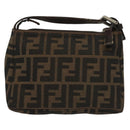 FENDI Zucca Canvas Pouch Black Brown Auth sw1438-2