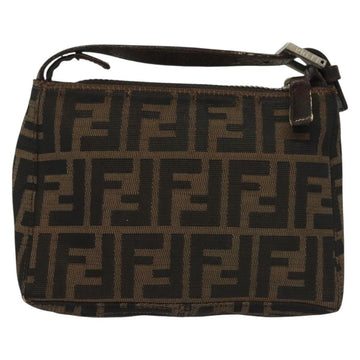 FENDI Zucca Canvas Pouch Black Brown Auth sw1438 - 0