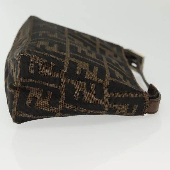 FENDI Zucca Canvas Pouch Black Brown Auth sw1438