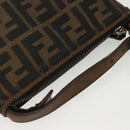 FENDI Zucca Canvas Pouch Black Brown Auth sw1438-6