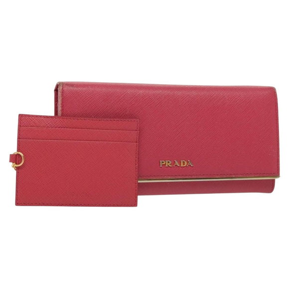 PRADA Long Wallet Safiano leather Pink Gold Auth sw1442