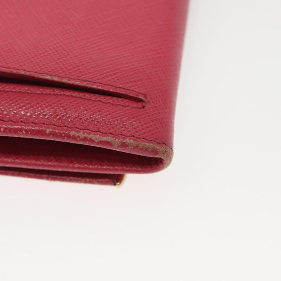 PRADA Long Wallet Safiano leather Pink Gold Auth sw1442
