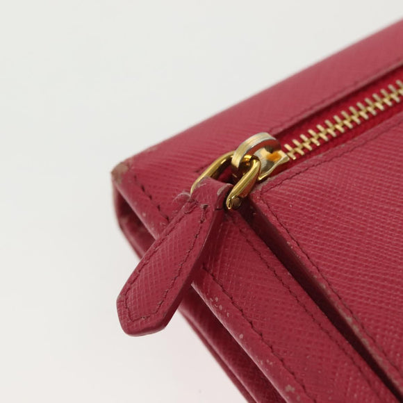 PRADA Long Wallet Safiano leather Pink Gold Auth sw1442