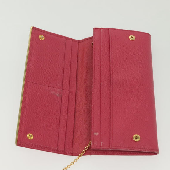 PRADA Long Wallet Safiano leather Pink Gold Auth sw1442