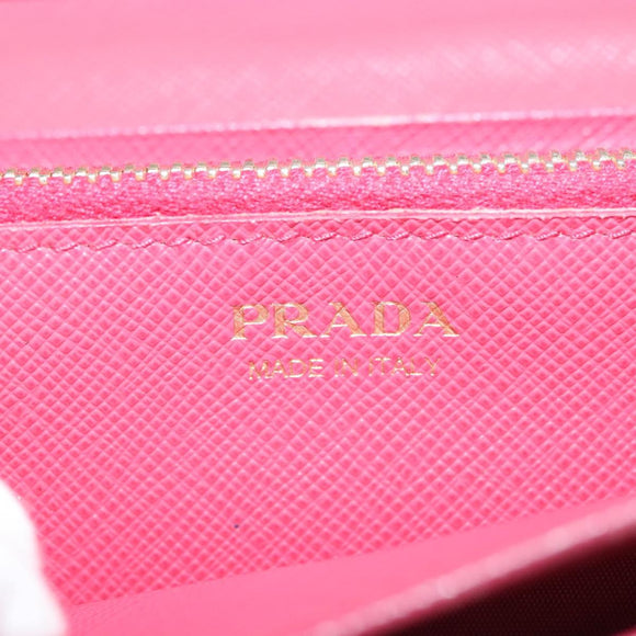 PRADA Long Wallet Safiano leather Pink Gold Auth sw1442