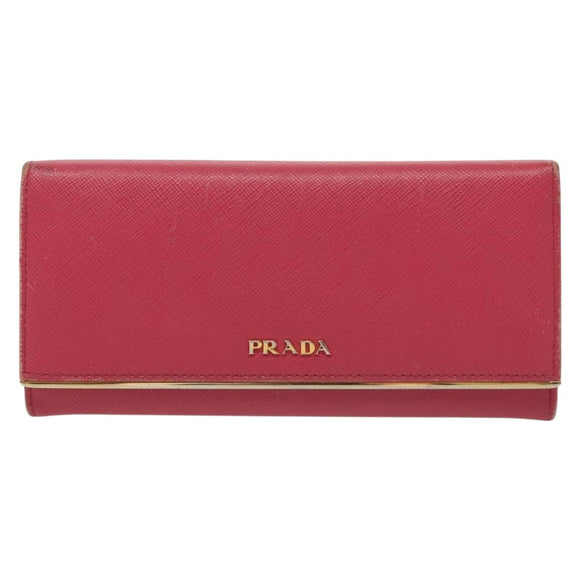 PRADA Long Wallet Safiano leather Pink Gold Auth sw1442