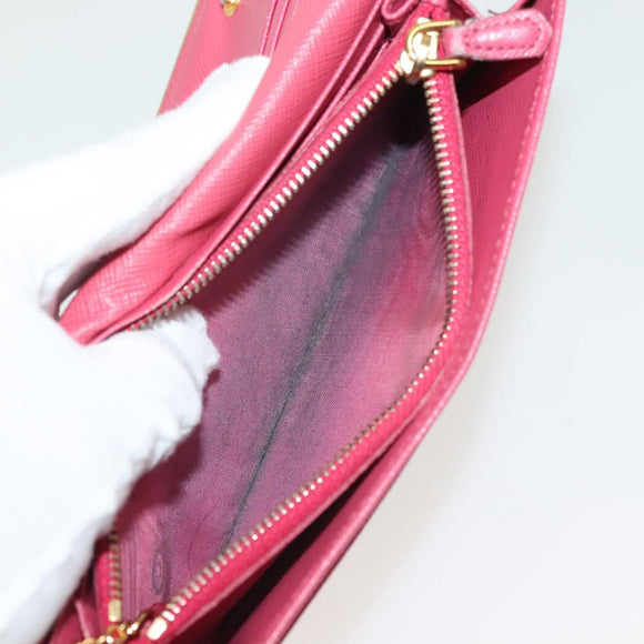PRADA Long Wallet Safiano leather Pink Gold Auth sw1442